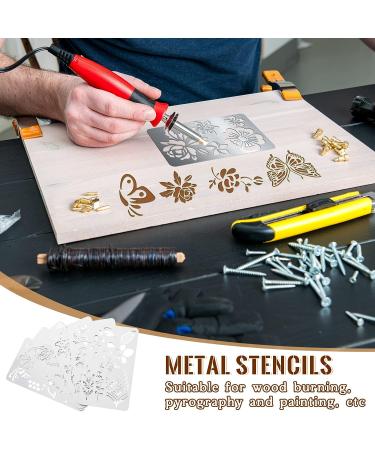 6 Pcs Mixed Letter Number Metal Stencils - Plant Style | Stainless Steel Templates for Wood Carving, Drawing, Engraving | DIY Craft Supplies - Buy Online on GoSupps.com