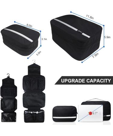 Hanging Waterproof Toiletry Bag for Men & Women | Jiemei Travel Wash Bag with 4 Compartments | Compact & Durable | Black - Buy Online on GoSupps.com
