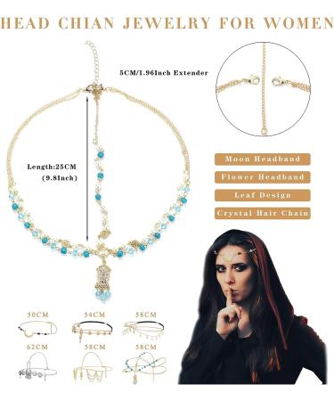 LoyalLook 6PCS Gold Boho Head Chain Jewelry Set - Bridal Wedding & Halloween Headpiece for Women - Buy Online on GoSupps.com