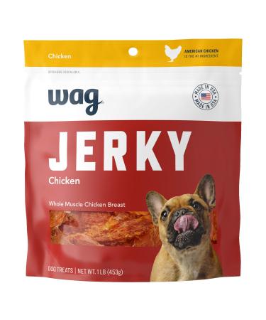 Amazon Brand  Wag Chewy Whole Muscle American Jerky Dog Treats Chicken (1 lb)