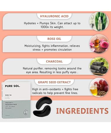 PURE SOL Charcoal Under Eye Patches - 12 Pairs Hydrogel Mask for Dark Circles & Wrinkles - Moisturizing Under Eye Treatment for Women - Buy Online on GoSupps.com