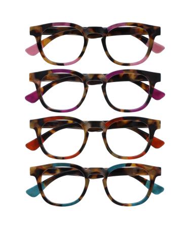 Opulize ava reading glasses 4 Pack Schmeinlich rounded frame spring hinges scratch -resistant pink purple red turquoise men rrrr62-45zq +1.50 +1.50 dioptria mixed - brown with pink purple red turquoise