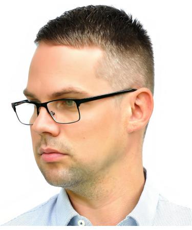 Metal Blue Light Blocking Reading Glasses - Black Stainless Steel Frame, Unisex, 2.0 Dioptres - Buy Online on GoSupps.com