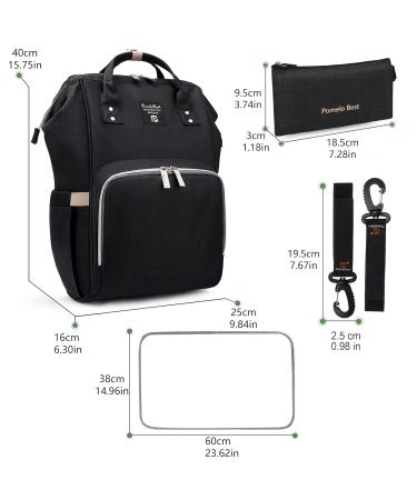 Pomelo Stylish Baby Diaper Backpack | Multifunctional Water-Repellent Large Capacity | Perfect for On-the-Go Black Design - Buy Online on GoSupps.com
