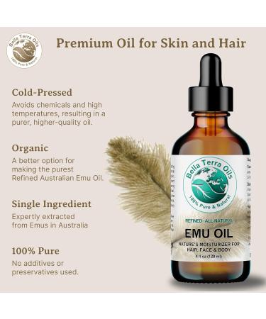 Emu Oil 120 ml 100% Pure Fully Refined Filtered - Bella Terra Oils  - Buy Online on GoSupps.com