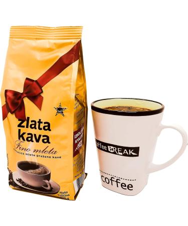  Zlata Kava ZLATA KAVA Premium Dark Roast Ground Coffee Powder Finely ground Arabica and Robusta coffee beans Strong aroma and rich flavor Perfect gift box for ground coffee Pack of 6 (200g x 6) - Buy Online on GoSupps.com
