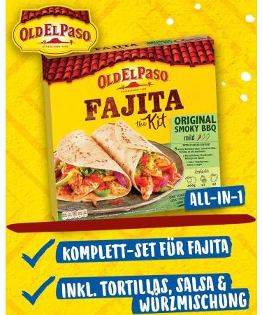 Old El Paso Fajita Kit - Original Smoked BBQ Flavor - Set for the Preparation of Mexican Fajitas - 1 x 500 g - Buy Online on GoSupps.com