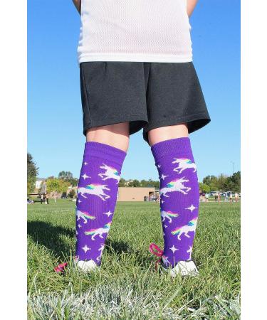 MadSportsStuff Neon Rainbow Unicorn Over the Calf Socks - Softball Soccer - Purple/Neon Pink - Youth & Adult Small - Buy Online on GoSupps.com