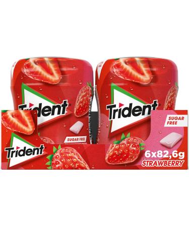 Trident Trident Fresh Bottle Strawberry - Sugar-Free Strawberry Flavored Gummies - 6 pots of 82.6 g