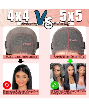 Gluess Wigs Wear and Go | HD Lace Pre Cut Human Wig for Black Women | 28 Straight Glueless Wig | Beginner Friendly 180% Density - Buy Online on GoSupps.com