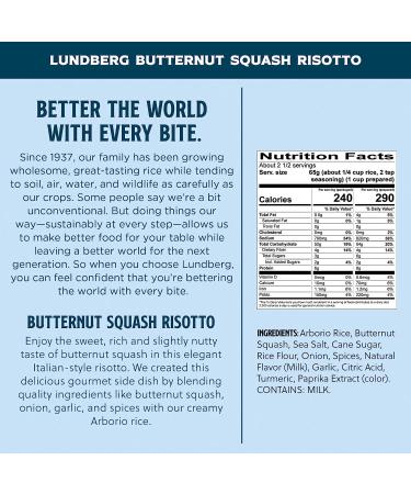 Lundberg Family Farms Traditional Italian Risotto Butternut Squash - Convenient Gluten-Free Side Dish (5.8 oz 6-Pack) - Buy Online on GoSupps.com
