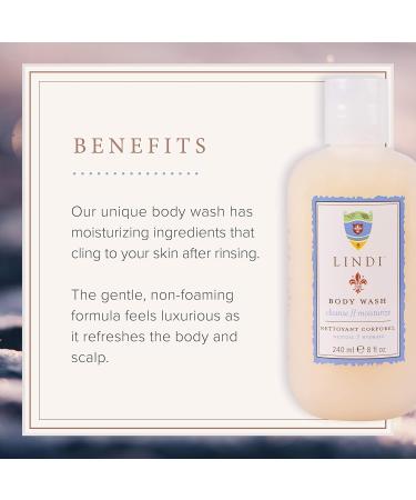 Lindi Skin Body Wash for Dry Itchy & Sensitive Skin - Gentle Non-Foaming Formula That Hydrates and Refreshes Your Body and Scalp - Relieves Painful Effects of Radiation Burn & Chemo Rash (8 fl oz) - Buy Online on GoSupps.com