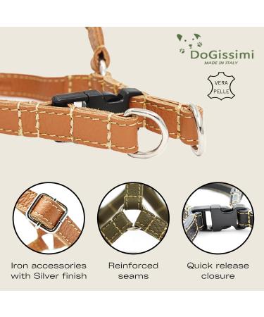 Dogissimi Handmade Leather Dog Harness for Small & Medium Dogs - Adjustable Ergonomic Italian Craftsmanship (Size L Chest 52-69 cm) - Buy Online on GoSupps.com