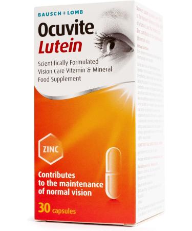 Ocuvite Lutein Supplement by Bausch + Lomb | Lutein with Zinc, Copper, Vitamin C & E | 30 Count Capsules - Buy Online on GoSupps.com