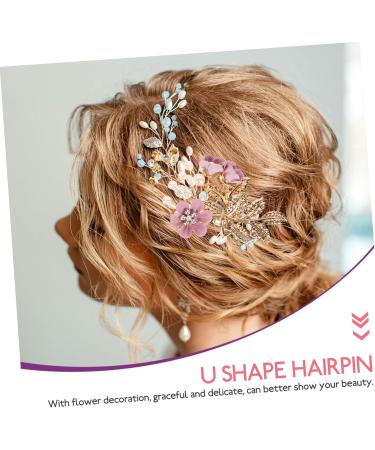 FRCOLOR 1 Set crown leaf pearl flower copper wire manual comb u shape hairpin girls hair accessories Hair up hair clip headgear hair comb flower Imitation pearls girl wedding - Buy Online on GoSupps.com