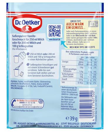 Buy Dr. Oetker No-Cook Vanilla Sauce - 15 x 250ml Bags | International Shipping Available - Buy Online on GoSupps.com