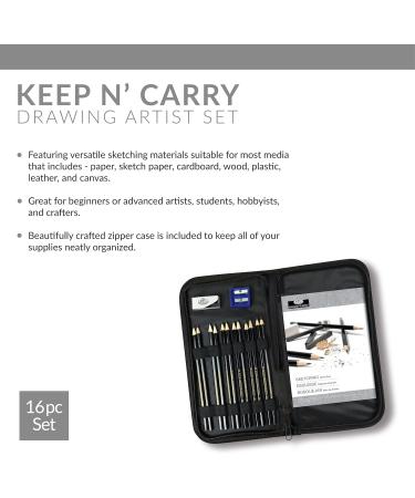 16 Piece Drawing and Sketching Pencil Set with Zippered Carrying Case - Buy Online on GoSupps.com