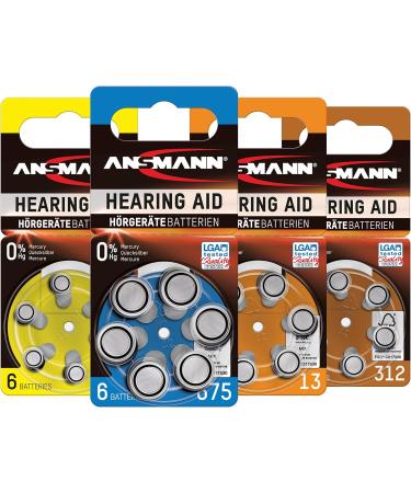 Ansmann 5013253 Hearing Aid Batteries Pack of 6 Cells Size 675 Blue Zinc Air Hearing-Aid Suitable for Hearing Aids Sound Amplifier - 1.45V Mercury Free Pack of 6 Type 675 - Blue - Buy Online on GoSupps.com