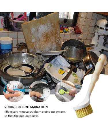 Long Handle Dish Brush - Long Handle Pan Brush Long Handle Pan Sisal Brush Design Strong Decontamination Wear-Resistant for Barbecue Tool Khaki - Buy Online on GoSupps.com