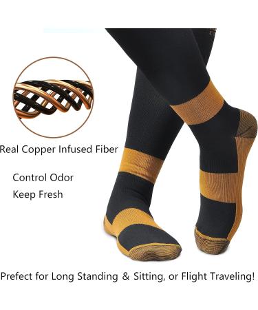 MELERIO Copper Compression Socks for Edema & Varicose Veins | 4 Pairs L-XL for Men & Women - Ideal for Travel - Buy Online on GoSupps.com