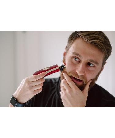 SUPREME TRIMMER ST5220 Cordless Hair Trimmer & Beard Clipper - Professional Men's Barber Liner in Red & Gold with Extra Blade - Buy Online on GoSupps.com