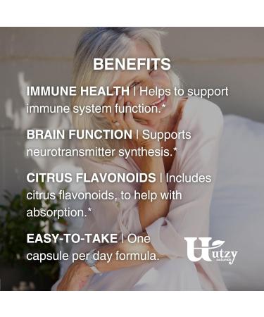 Utzy Naturals Vitamin C Complex | 400mg Vitamin C with Acercola & Citrus Bioflavonoids | 60 Capsules - Buy Online on GoSupps.com