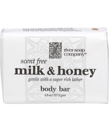 River Soap Company Simple Wrap Bar Soap  Milk & Honey Complexion Bar  4.5 Ounces  Large