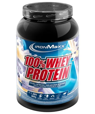Ironmaxx 100% whey protein powder - blueberry cheesecake 900g can |Suck -reduced water -soluble protein powder from whey protein |Many different flavors blueberry cheesecake 900g can