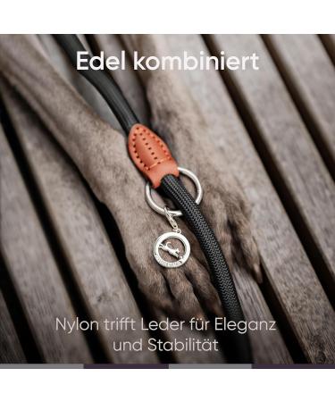 Freudenier Adjustable Dog Leash for Medium & Large Dogs - 2m Robust Nylon with Brown Leather Elements - Perfect for Chasing - Buy Online on GoSupps.com