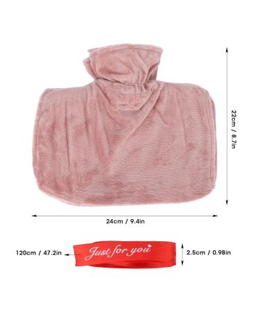 1500ml Hot Water Bottle with Gift Ribbon - Large Capacity Removable Injection Ideal for Cramps Neck & Shoulders Relief - Pink - Buy Online on GoSupps.com