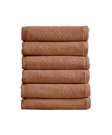 Great Bay Home 100% Cotton Hand Towel Set (16 x 28 inches) Highly Absorbent, Textured Popcorn Weave Hand Towels. Acacia Collection (Set of 6, Clay) Hand Towel (6-Pack) Popcorn - Clay