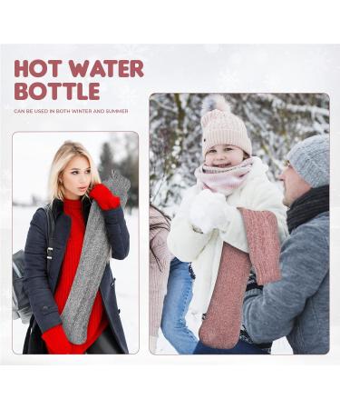 HomeWit XXL Heat Bottle - Long 2L Chenille Covers in Silver Gray & Dark Pink for Shoulder Neck & Bed - Buy Online on GoSupps.com