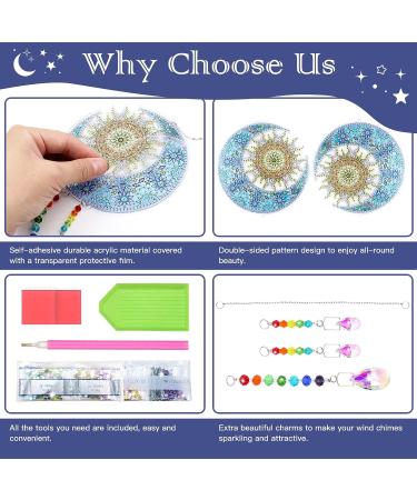 ZYNERY Diamond Painting Wind Chime Kit - Moon Wolf & Moon Sun Design - DIY Diamond Art for Home & Garden Decor - 2PCS Set - Buy Online on GoSupps.com