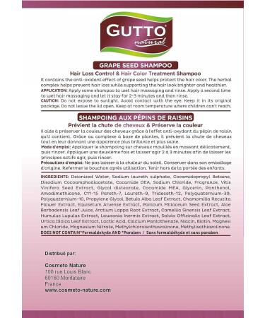 Gutto Natural Gutto shampoo with grape grains prevents hair loss and preserves color - Buy Online on GoSupps.com