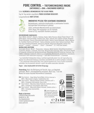 SANTE Naturkosmetik Pore Control deep cleansing mask with matte activated carbon BHA & niacinamide complex vegan face mask for combination skin porerefining facial cleansing 8 ml - Buy Online on GoSupps.com
