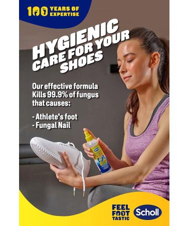 Scholl Shoe Spray Antifungal Disinfectant 250ml - Kills 99.9% of Fungal Nail & Athlete's Foot Causing Fungi & Odour Causing Bacteria Pack of 1 Single - Buy Online on GoSupps.com