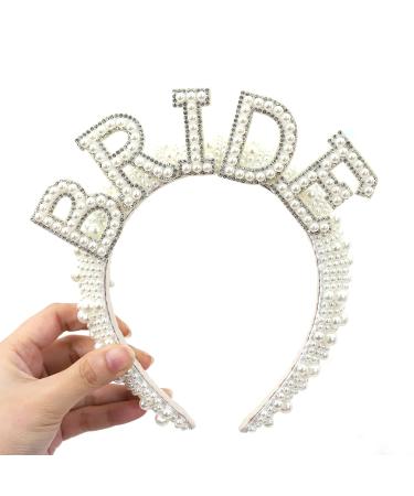 Pearl Bride Headband - Bachelorette Party Decorations & Veil Hairband - Buy Online on GoSupps.com
