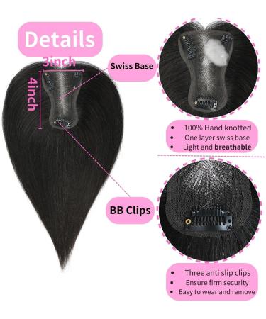 GULALUUK Real Human Hair Topper 10inch Natural Black - 120 Density Swiss Lace Base | UK Hair Pieces for Women - Buy Online on GoSupps.com
