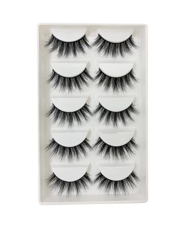 Real Mink Lashes Pack Natural Fluffy Wispy Dramatic 3D Mink Eyelashes Set 5 Pairs (A22)