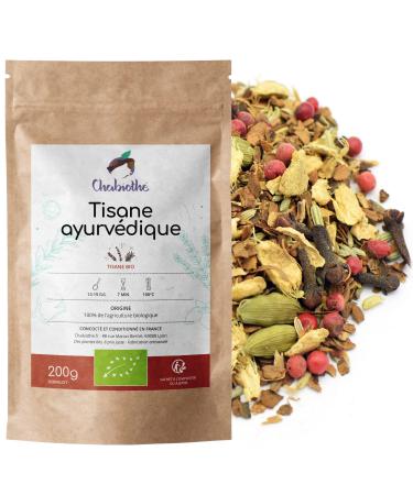Chabioth Chabioth - Organic Ayurvedic Chai Masala Herbal Tea 200g - with Indian spices - blended and packaged in France - biodegradable sachet