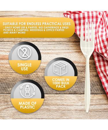 PAMI Medium Weight Disposable Plastic Forks 1000-Pack - Bulk White Silverware for Parties, Weddings, Catering - Sturdy Single-Use Forks - Buy Online on GoSupps.com