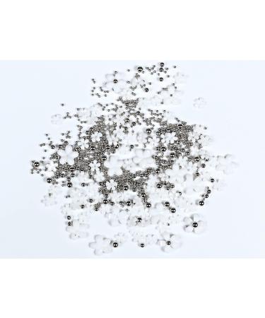 Nail Art Flower Pearls Mix - Silver Nail Design for Stunning Manicures | International Shipping Available - Buy Online on GoSupps.com