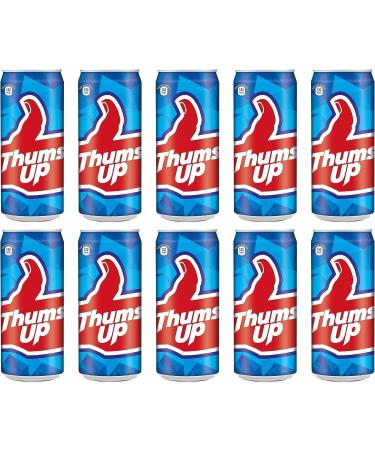 Delicious Flavored Drinks - Soft Refreshing & Irresistible Taste Beverages - Fun Drinking During Hot Summers Or Take Them on Picnics & Trips - Cool Drink To Break Your Thirst (Thums up Can 300ml_P 10) Thums up Can 300ml Pack of 10