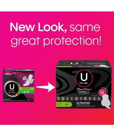 U by Kotex CleanWear Ultra Thin Pads with Wings - Heavy Absorbency 120 Count (3 Pack) - Buy Online on GoSupps.com