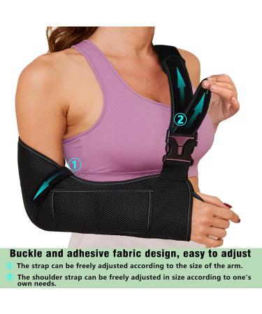 Arm Sling Shoulder Injury Immobilizer for Men & Women - Medical Support Brace for Rotator Cuff Clavicle Fracture Post-Surgery | Medium Size Black - Buy Online on GoSupps.com
