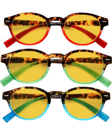 Eyekepper 3 Pack Round Blue Light Blocking Reading Glasses for Women - Stylish Amber Tinted +0.50 Strength Readers - Buy Online on GoSupps.com