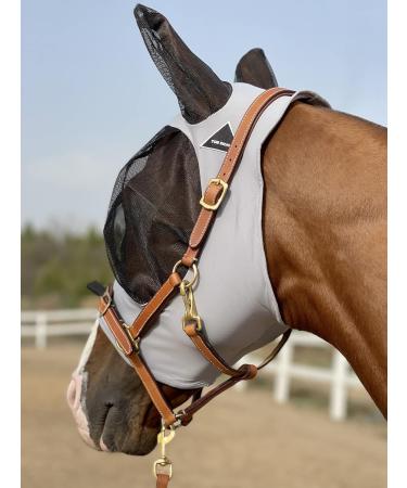 TGW RIDING Horse Fly Mask Super Comfort Horse Fly Mask Elasticity Fly Mask with Ears(L Light Gray) L Light Gray - Buy Online on GoSupps.com