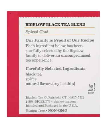 Bigelow Spiced Chai Black Tea - Caffeinated, 120 Tea Bags (6 Packs of 20) - Buy Online on GoSupps.com