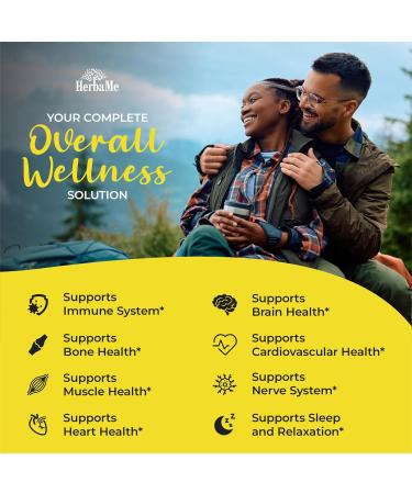 HerbaMe Vitamin D3 5000 IU + K2 with Magnesium Bisglycinate for Max Absorption | 90 Capsules | Immune Support | Promotes Heart, Bone and Muscle Health - Buy Online on GoSupps.com