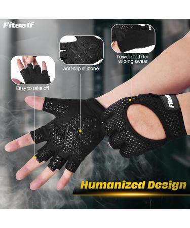 Fitself Fitness Gloves for Men & Women - Breathable Weightlifting & Gym Training Gloves for Strength Bodybuilding & Cycling - Black - Buy Online on GoSupps.com
